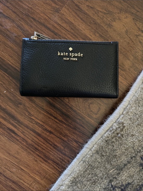 kate spade Handbags - kate spade Black Leather Card Case with Gold Logo